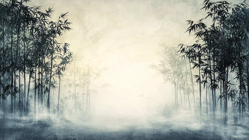 高清大图下载【趣麦麦图】雾气朦胧的竹林小路