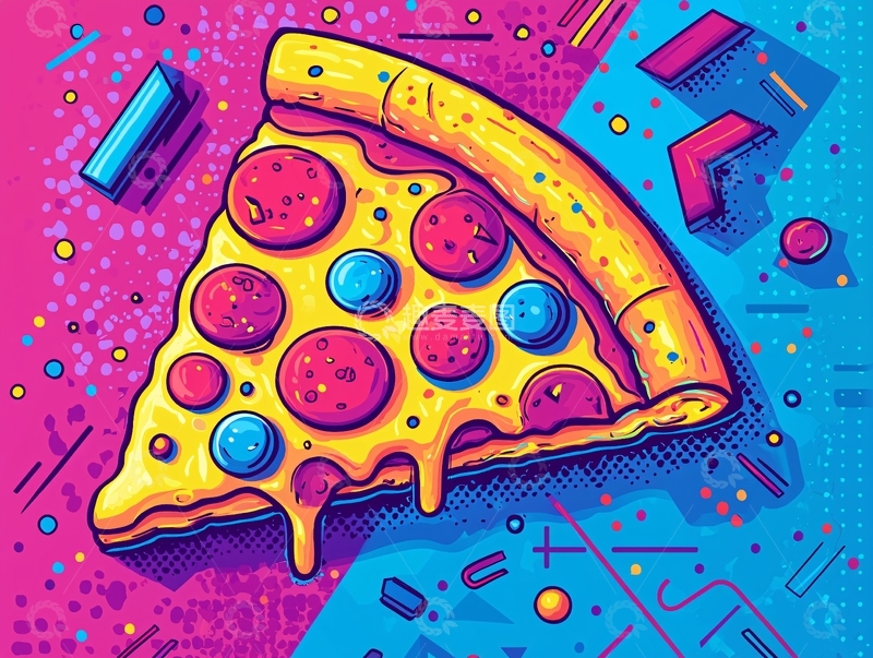 高清大图下载【趣麦麦图】彩色卡通披萨