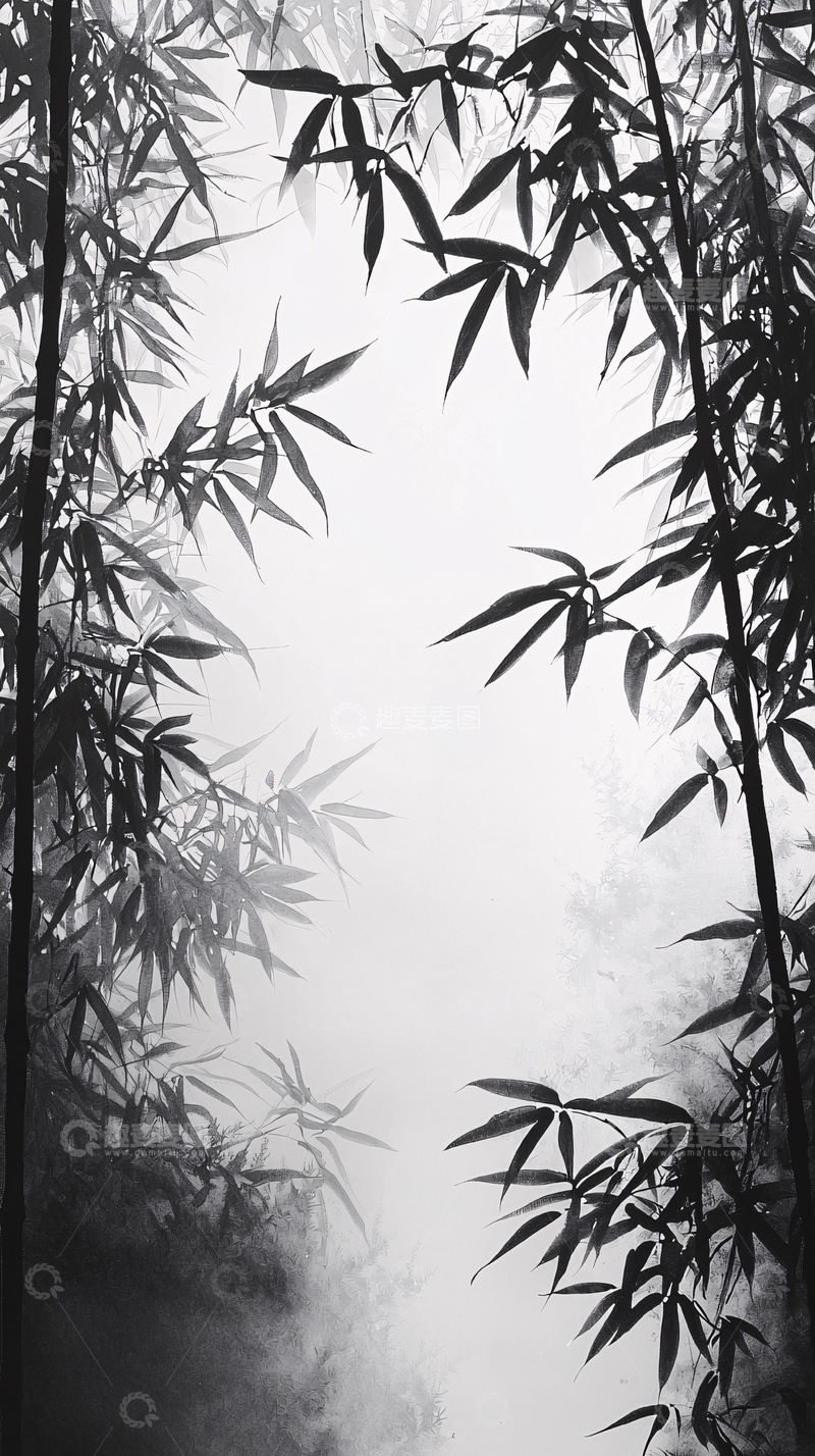 高清大图下载【趣麦麦图】水墨竹林