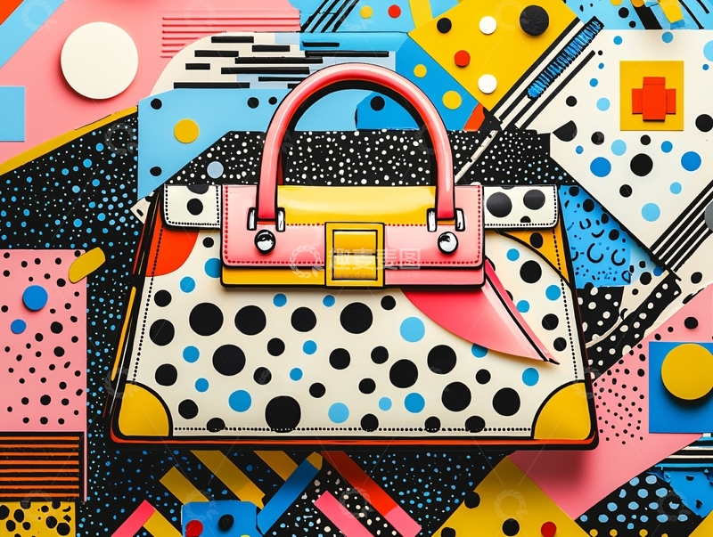 高清大图下载【趣麦麦图】彩色波点手提包