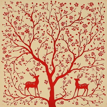 红树梅花鹿剪影