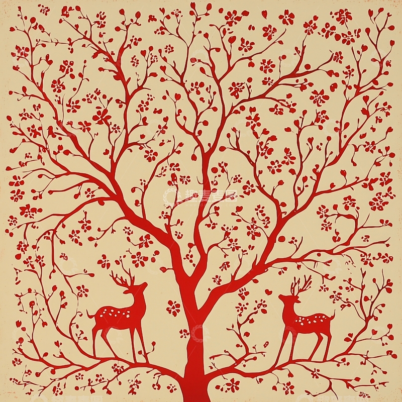 高清大图下载【趣麦麦图】红树梅花鹿剪影