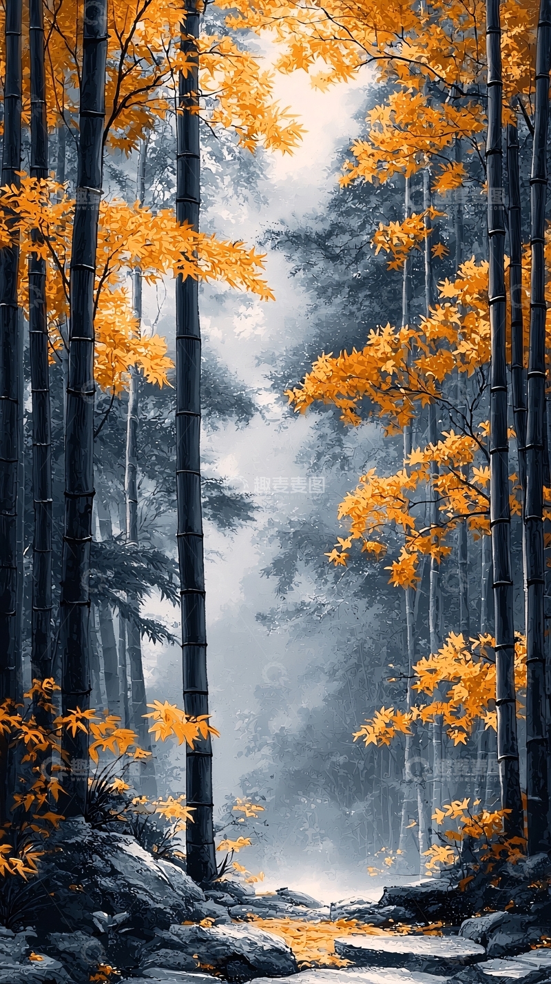 高清大图下载【趣麦麦图】水墨画竹林