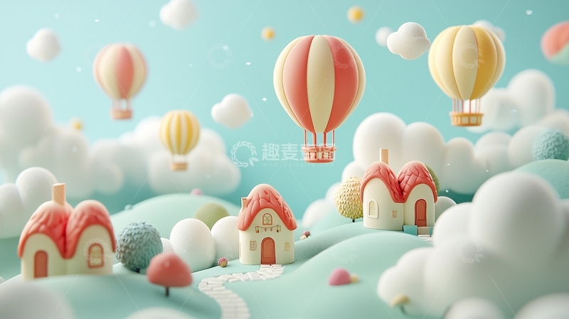 高清大图下载【趣麦麦图】卡通热气球