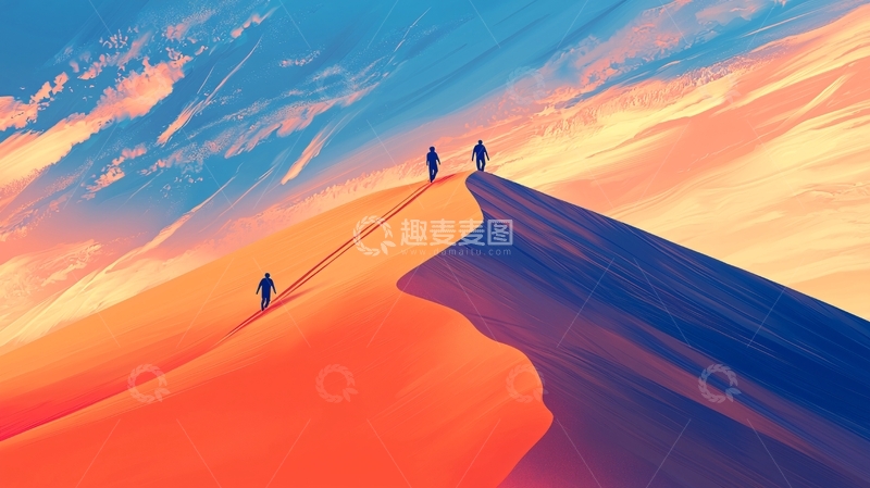 高清大图下载【趣麦麦图】沙漠日落剪影