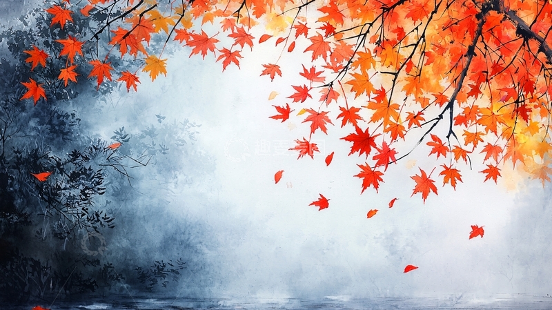 高清大图下载【趣麦麦图】秋叶飘落