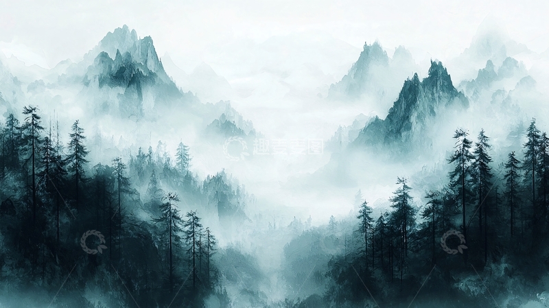 高清大图下载【趣麦麦图】水墨山水画821