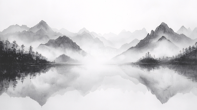 高清大图下载【趣麦麦图】水墨山水画814