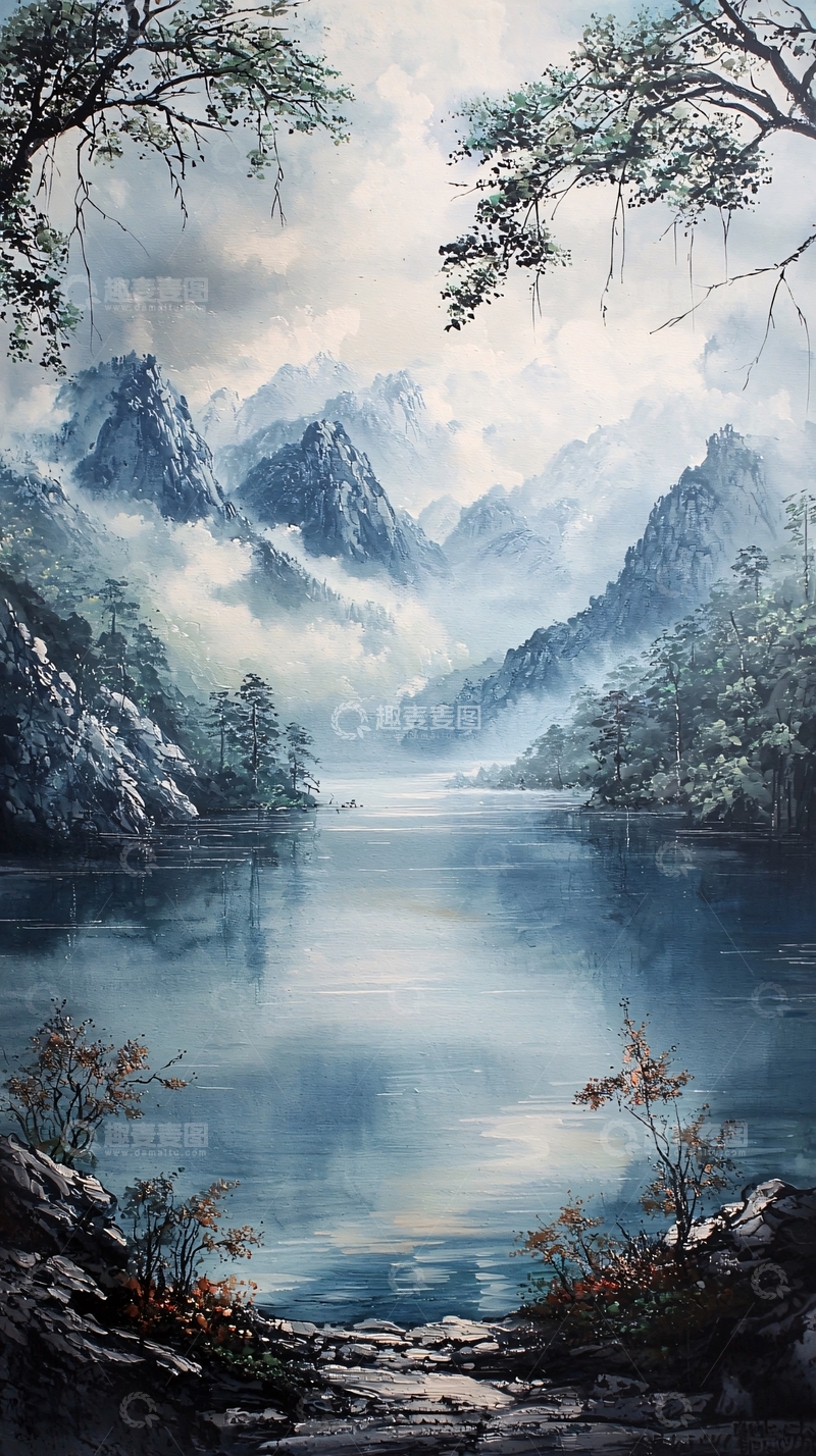 高清大图下载【趣麦麦图】水墨山水画816