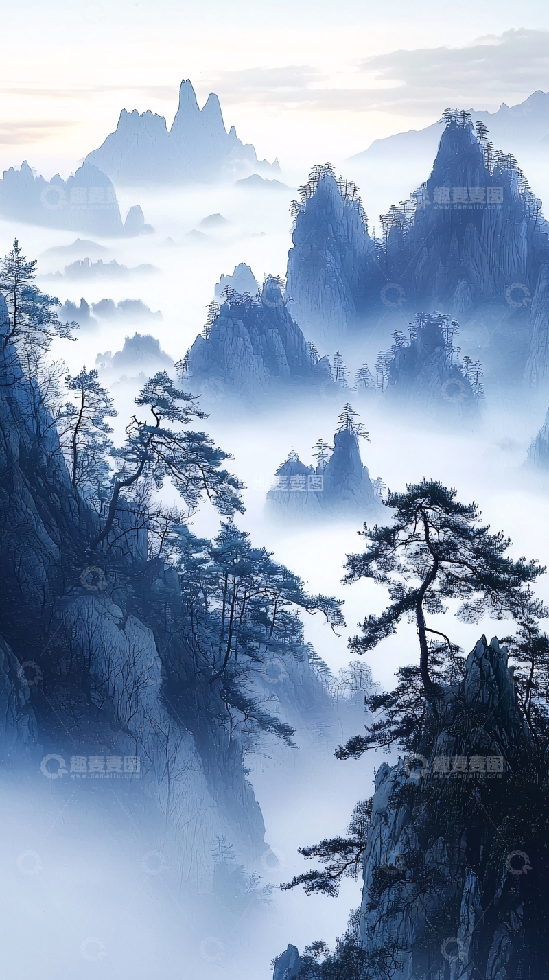 高清大图下载【趣麦麦图】雾气缭绕的群山