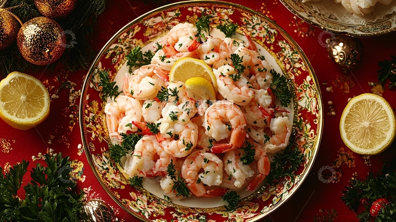 高清大图下载【趣麦麦图】圣诞节虾料理