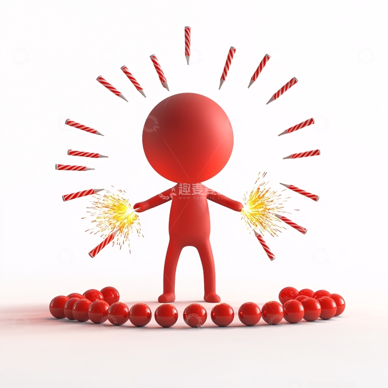 高清大图下载【趣麦麦图】红色小人