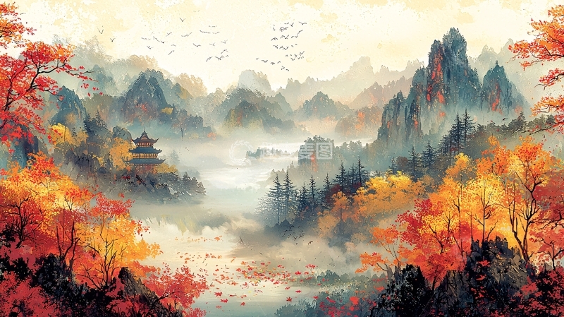 高清大图下载【趣麦麦图】水墨山水画824