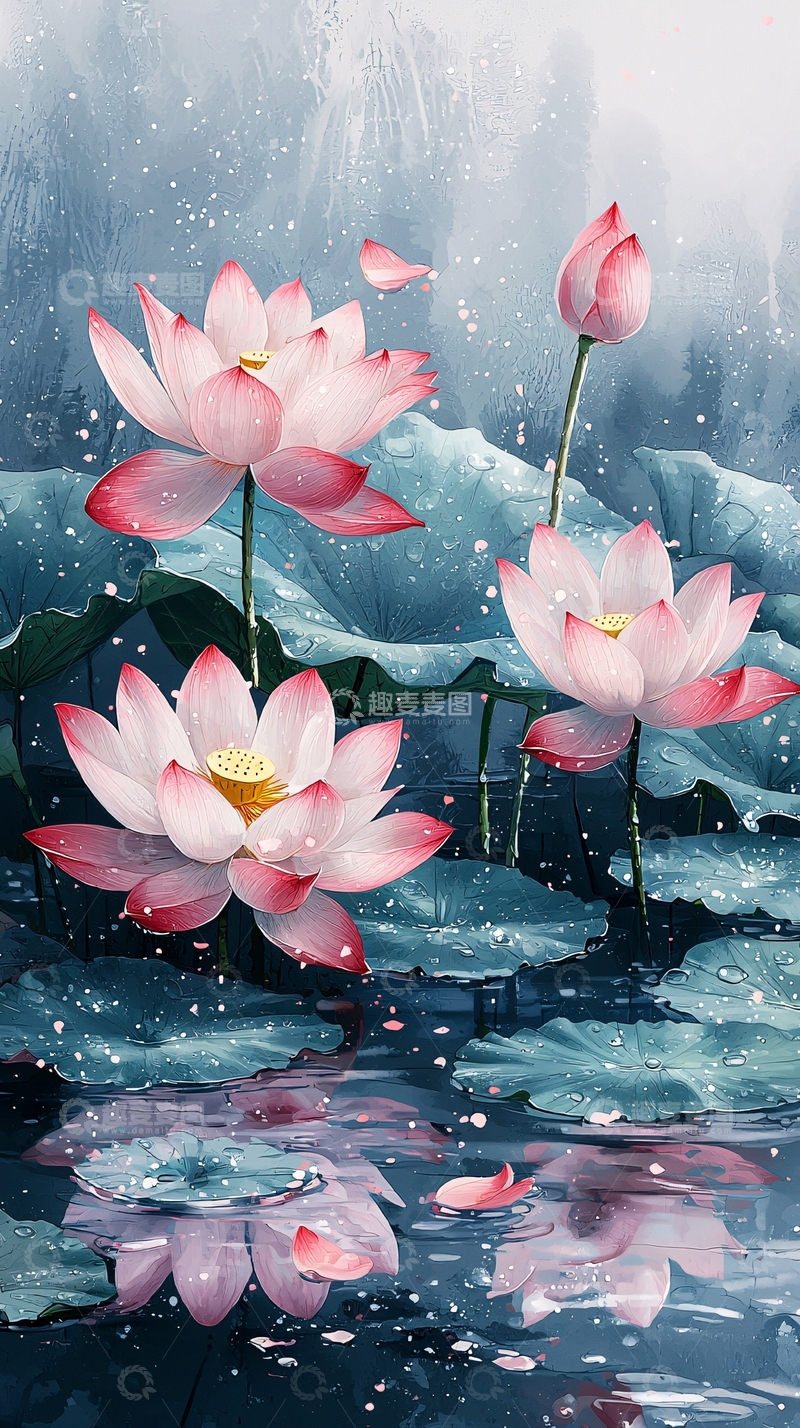 高清大图下载【趣麦麦图】水墨荷花