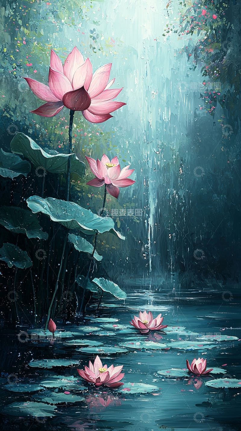 高清大图下载【趣麦麦图】梦幻莲花瀑布