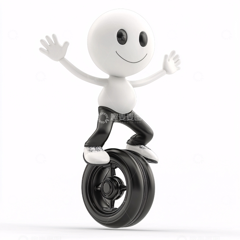 高清大图下载【趣麦麦图】快乐小人骑独轮车