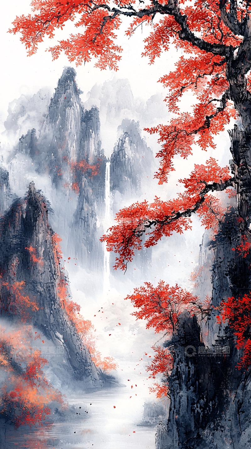 高清大图下载【趣麦麦图】水墨山水画833