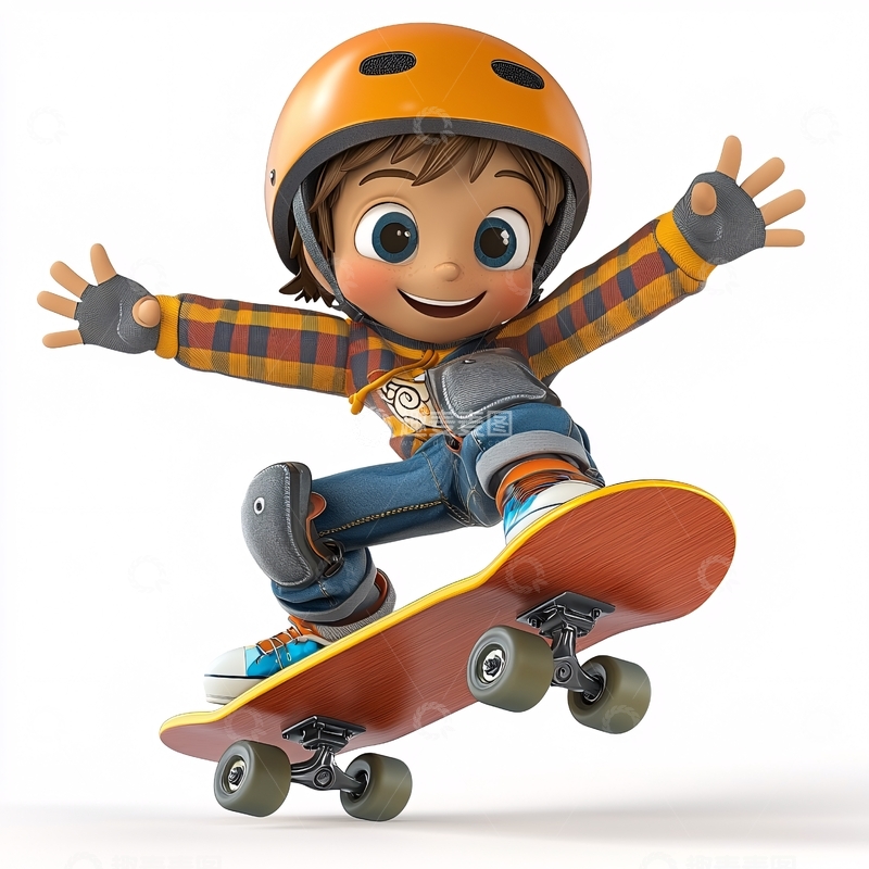 高清大图下载【趣麦麦图】卡通滑板男孩