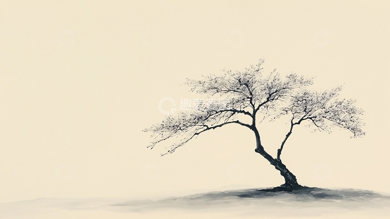 高清大图下载【趣麦麦图】简约水墨孤树