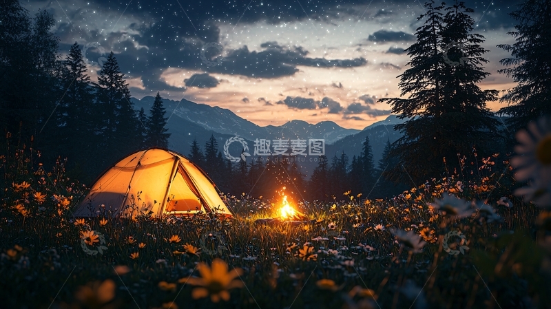 高清大图下载【趣麦麦图】高山野营帐篷