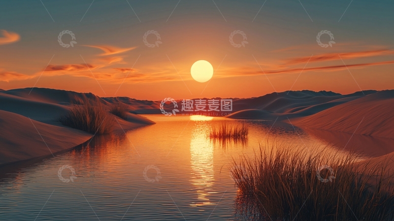 高清大图下载【趣麦麦图】沙漠日落