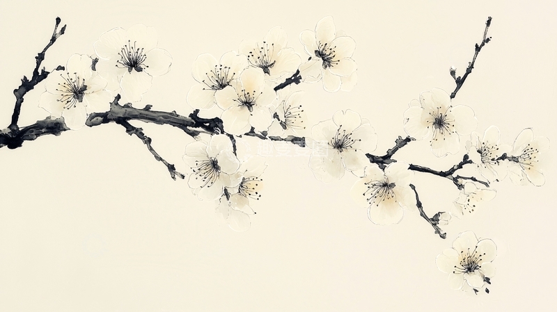 高清大图下载【趣麦麦图】水墨画梅花枝
