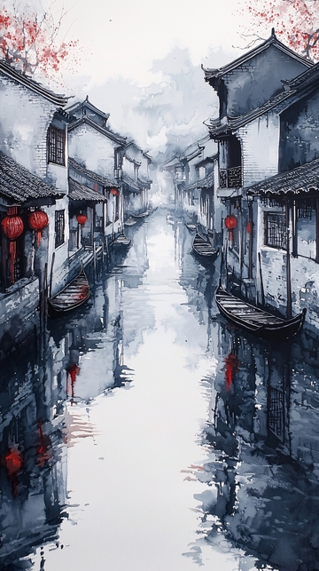 水墨江南水乡
