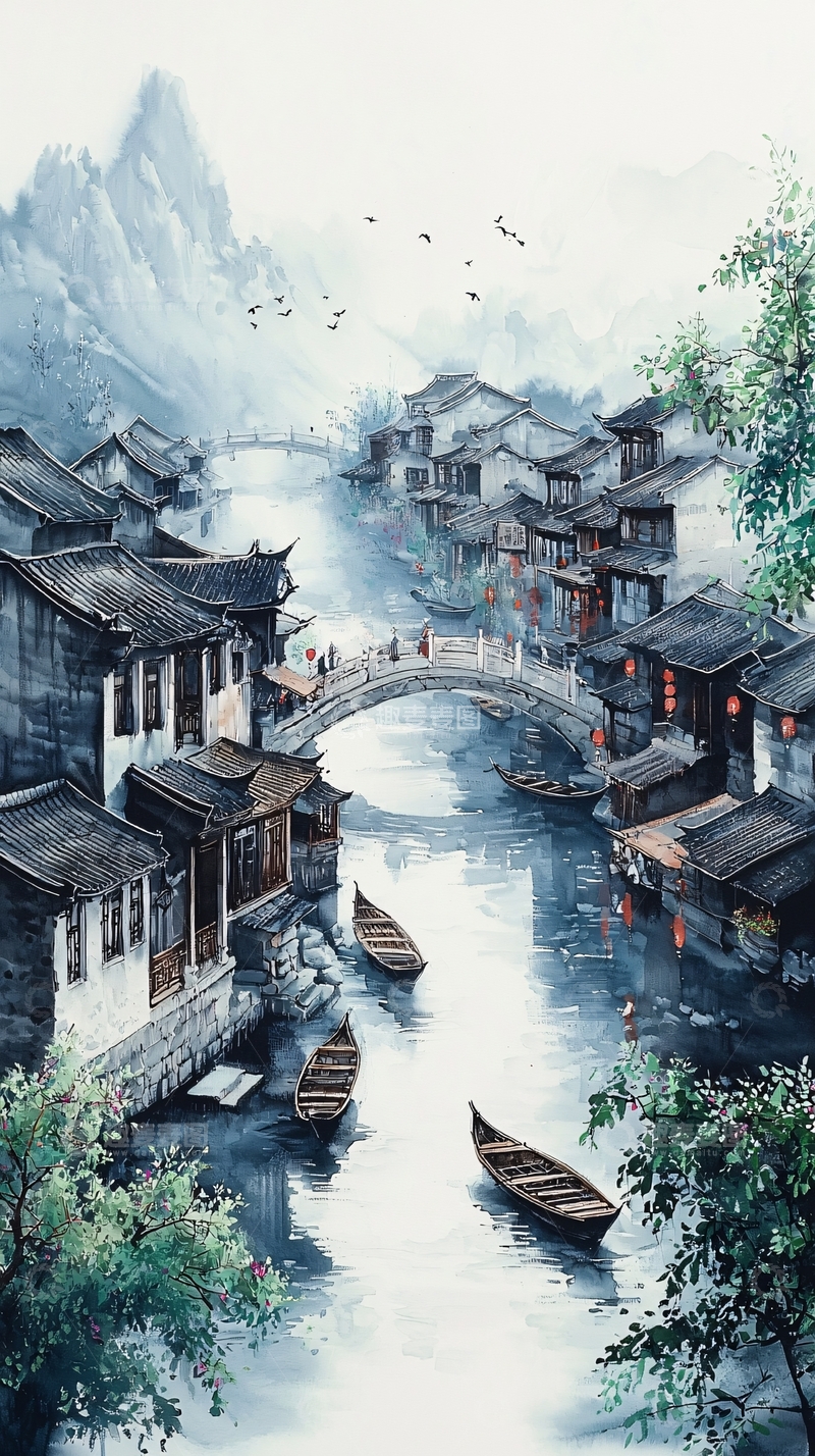 高清大图下载【趣麦麦图】水墨江南水乡