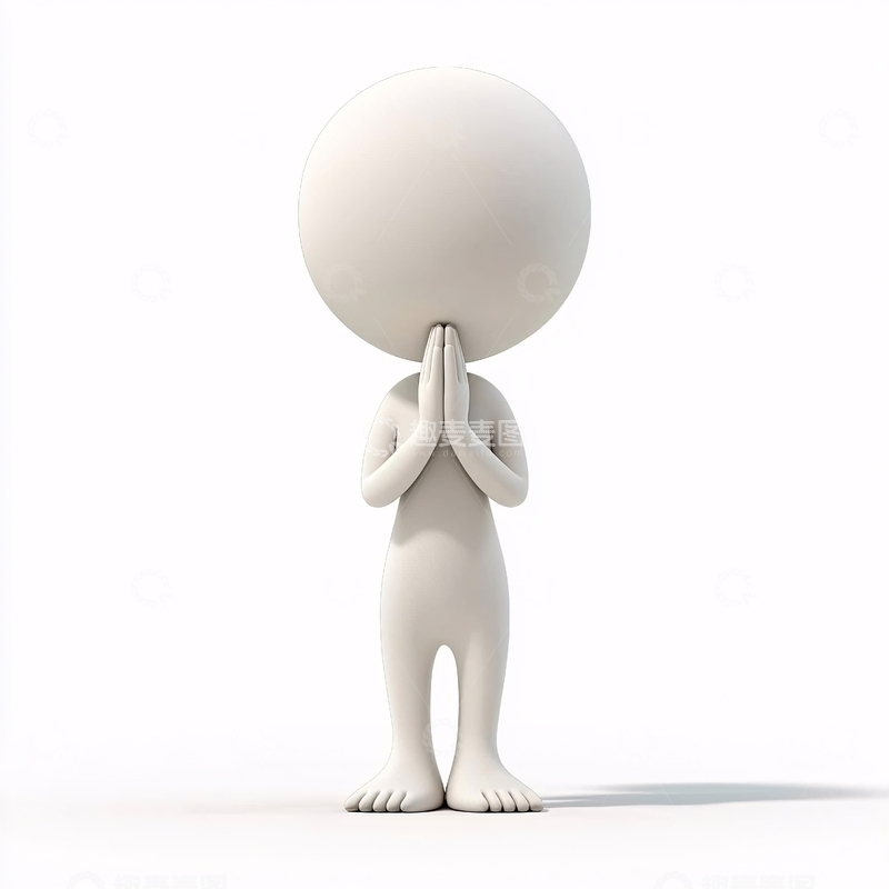 高清大图下载【趣麦麦图】白色小人双手合十