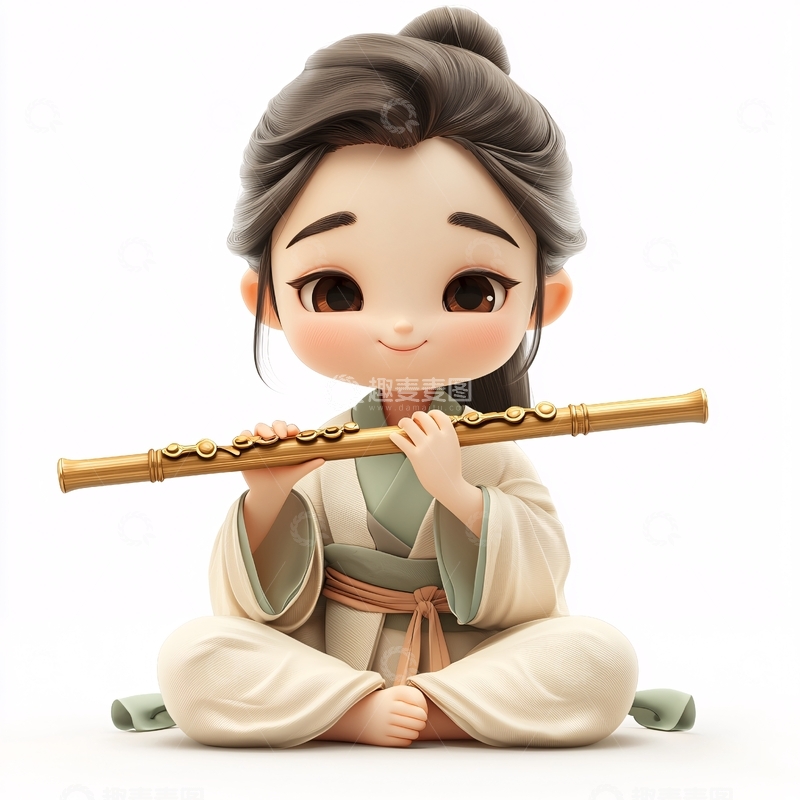 高清大图下载【趣麦麦图】卡通人物吹笛子