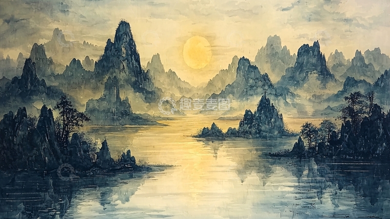 高清大图下载【趣麦麦图】水墨画山水画