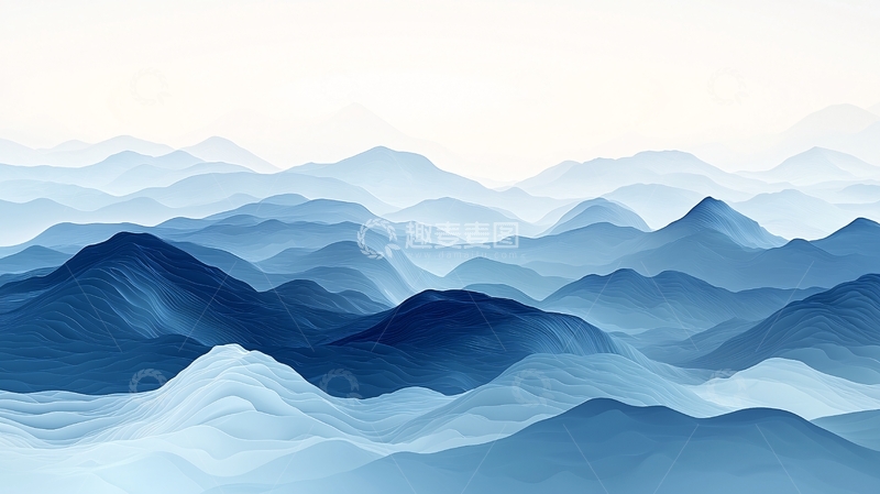 高清大图下载【趣麦麦图】水墨蓝山