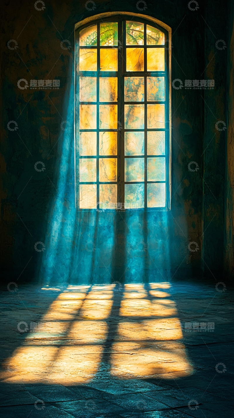 高清大图下载【趣麦麦图】光线透过彩色玻璃窗