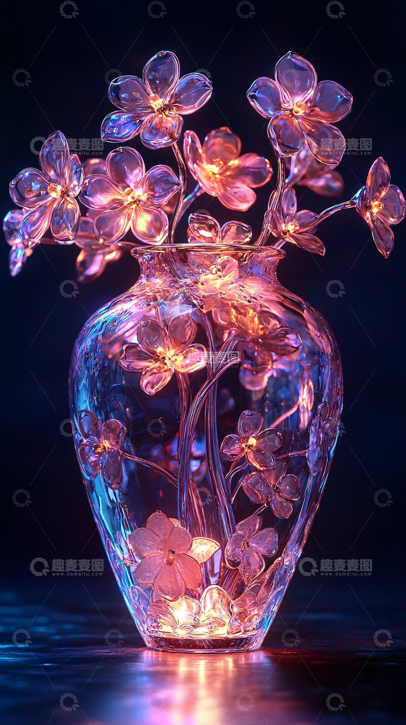 高清大图下载【趣麦麦图】梦幻玻璃花瓶