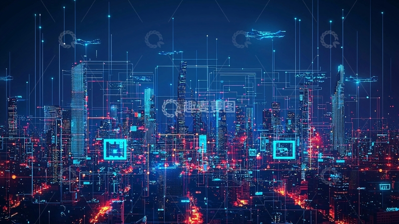 高清大图下载【趣麦麦图】数字城市夜景