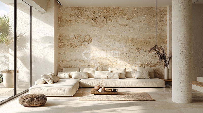 高清大图下载【趣麦麦图】极简现代客厅阳光洒满