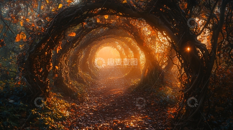 高清大图下载【趣麦麦图】光影森林小路