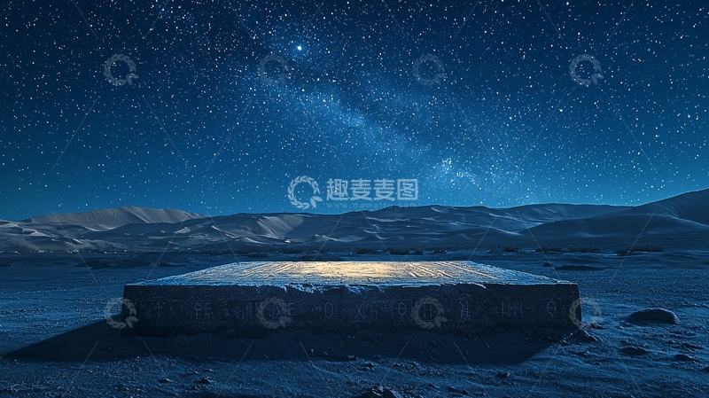 高清大图下载【趣麦麦图】星空下冰原上的方形巨石
