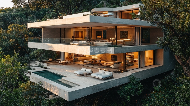 高清大图下载【趣麦麦图】山崖别墅