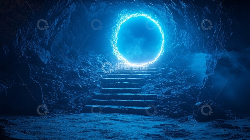 高清大图下载【趣麦麦图】蓝色能量环洞穴