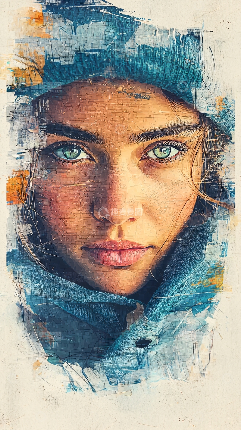 高清大图下载【趣麦麦图】油画风格美女肖像