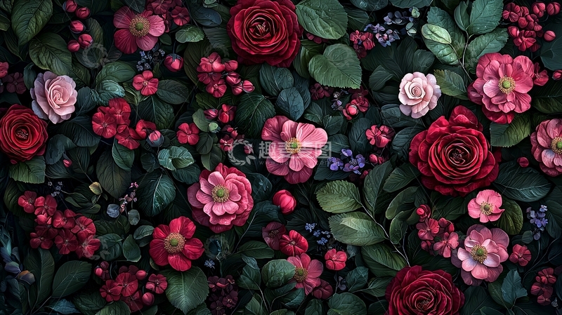 高清大图下载【趣麦麦图】暗色系花卉背景图