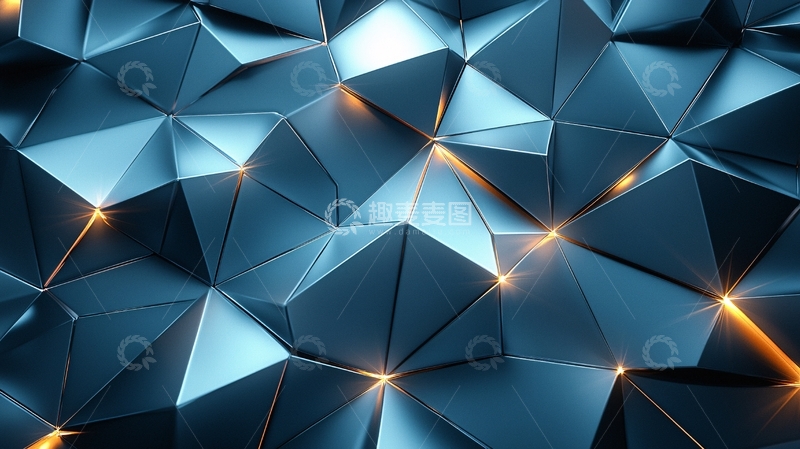 高清大图下载【趣麦麦图】深蓝色金属几何背景