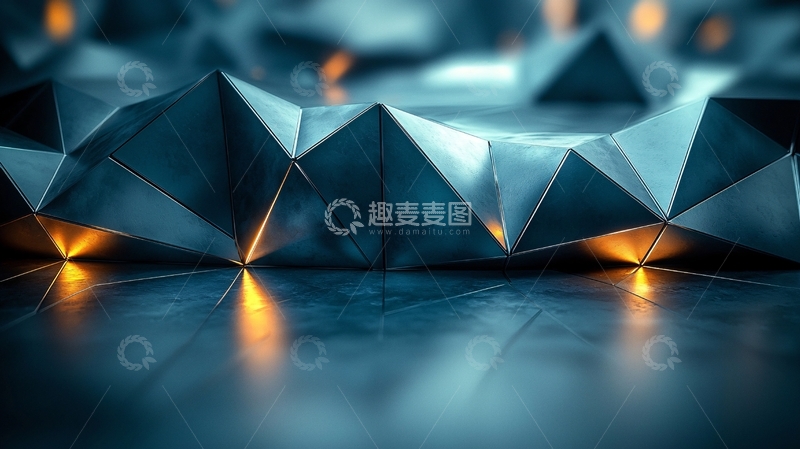 高清大图下载【趣麦麦图】深蓝色金属几何形体
