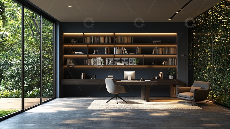 高清大图下载【趣麦麦图】现代简约书房设计