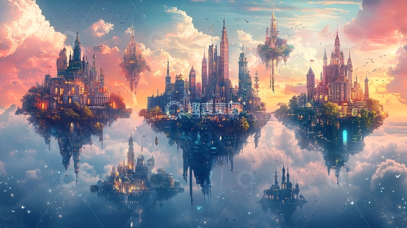 高清大图下载【趣麦麦图】漂浮的空中城市