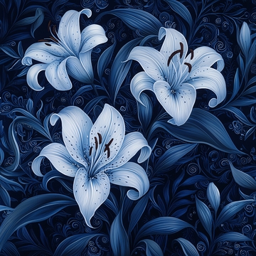 蓝白百合花纹理