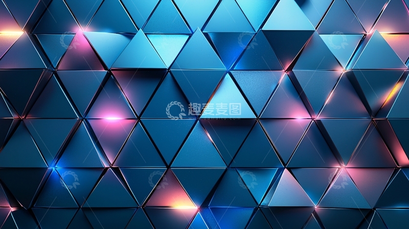 高清大图下载【趣麦麦图】蓝色三角形几何图案