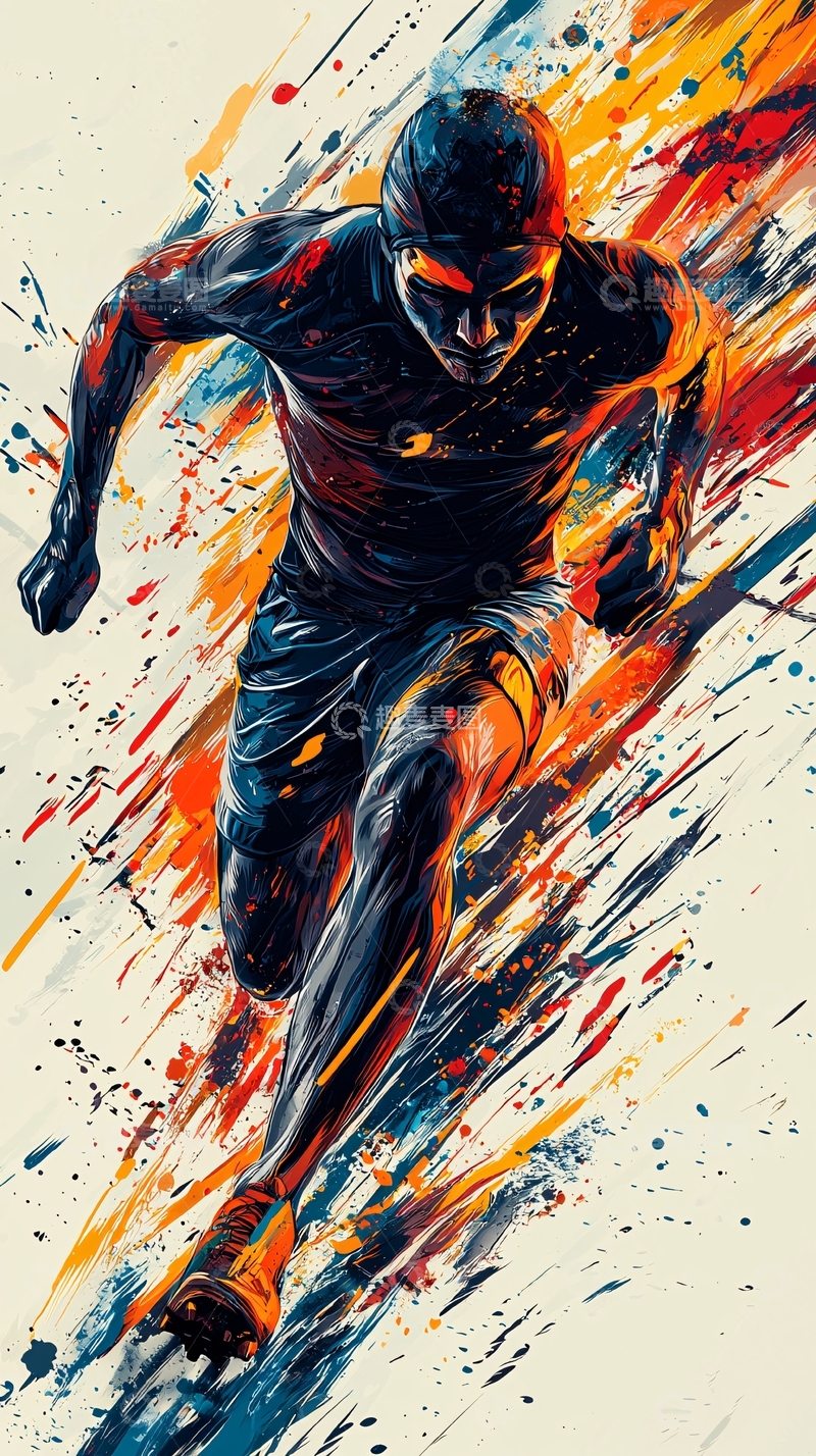 高清大图下载【趣麦麦图】抽象奔跑人物