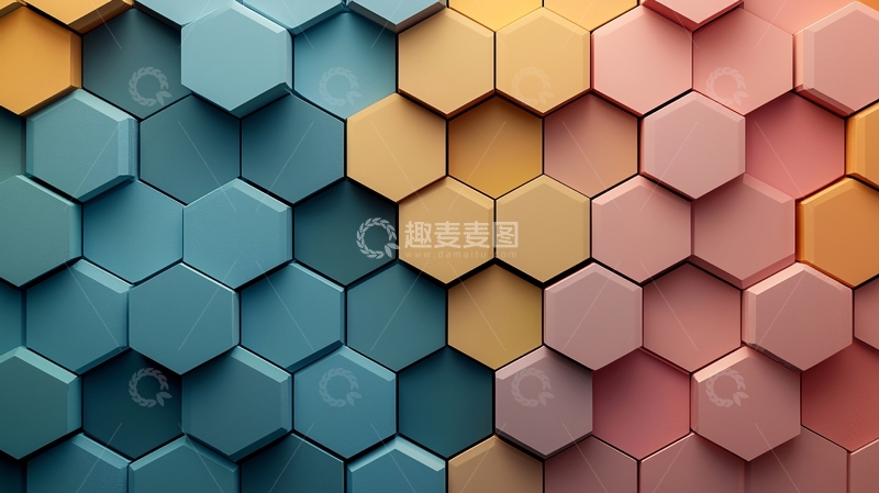 高清大图下载【趣麦麦图】彩色蜂窝状背景